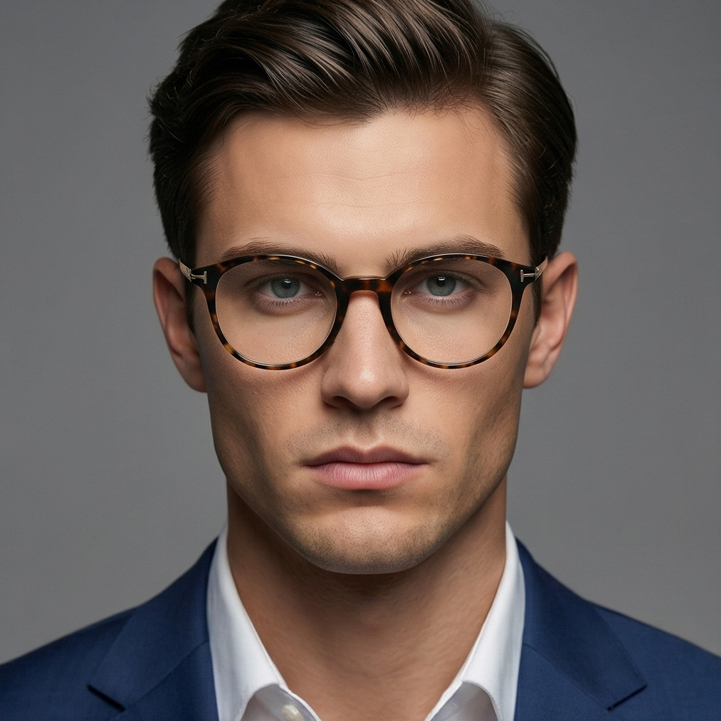 Tom Ford Eyeglasses Tom Ford Glasses Frames FT5485 056 49mm Titanium Men's Brown Round Eyeglasses Eyewear designer