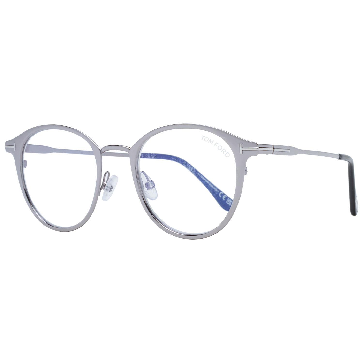 Tom Ford Eyeglasses Tom Ford Glasses Frames FT5528-B 009 49mm Blue Light Block - Silver Round Full Rim Eyeglasses Eyewear UK USA Australia 