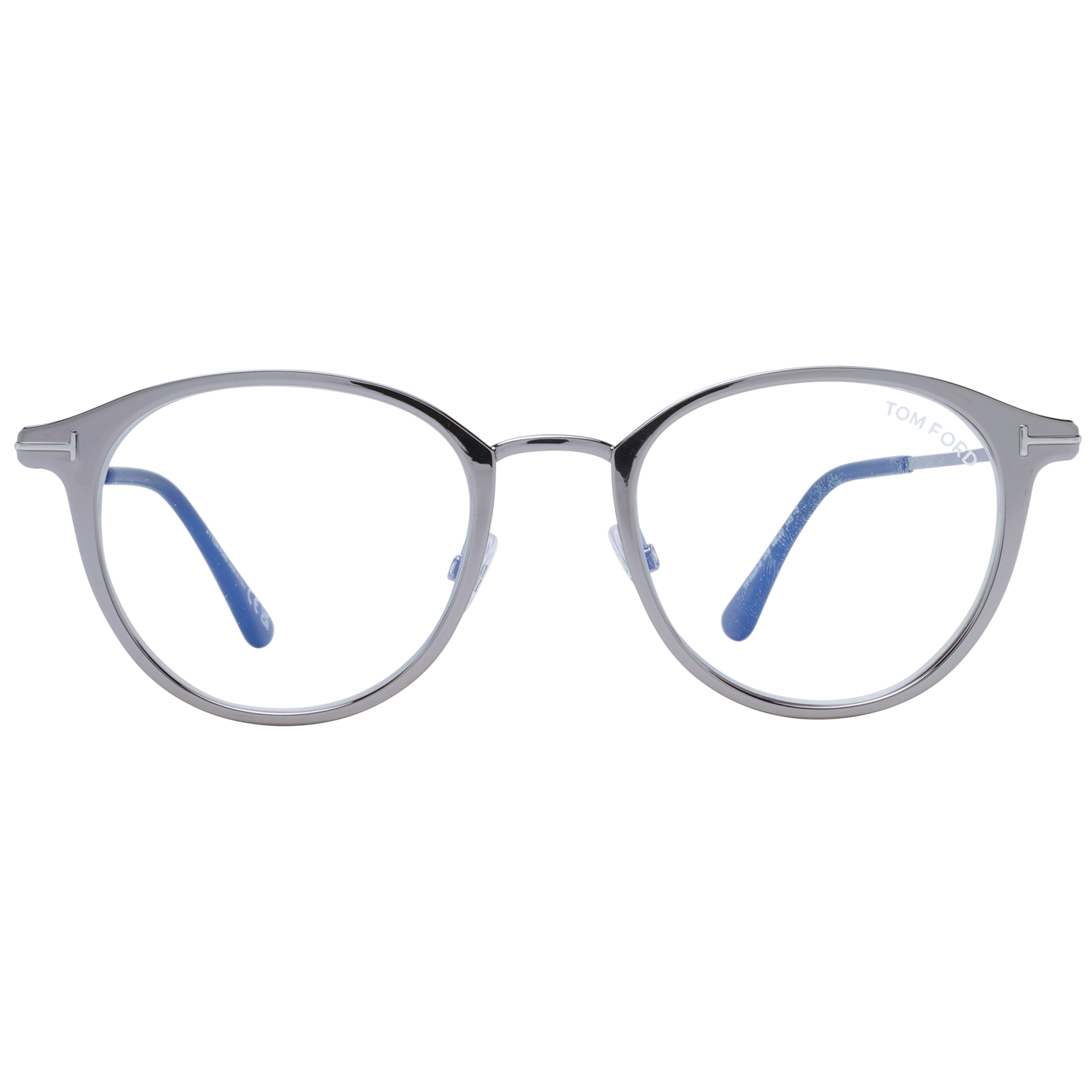 Tom Ford Eyeglasses Tom Ford Glasses Frames FT5528-B 009 49mm Blue Light Block - Silver Round Full Rim Eyeglasses Eyewear UK USA Australia 