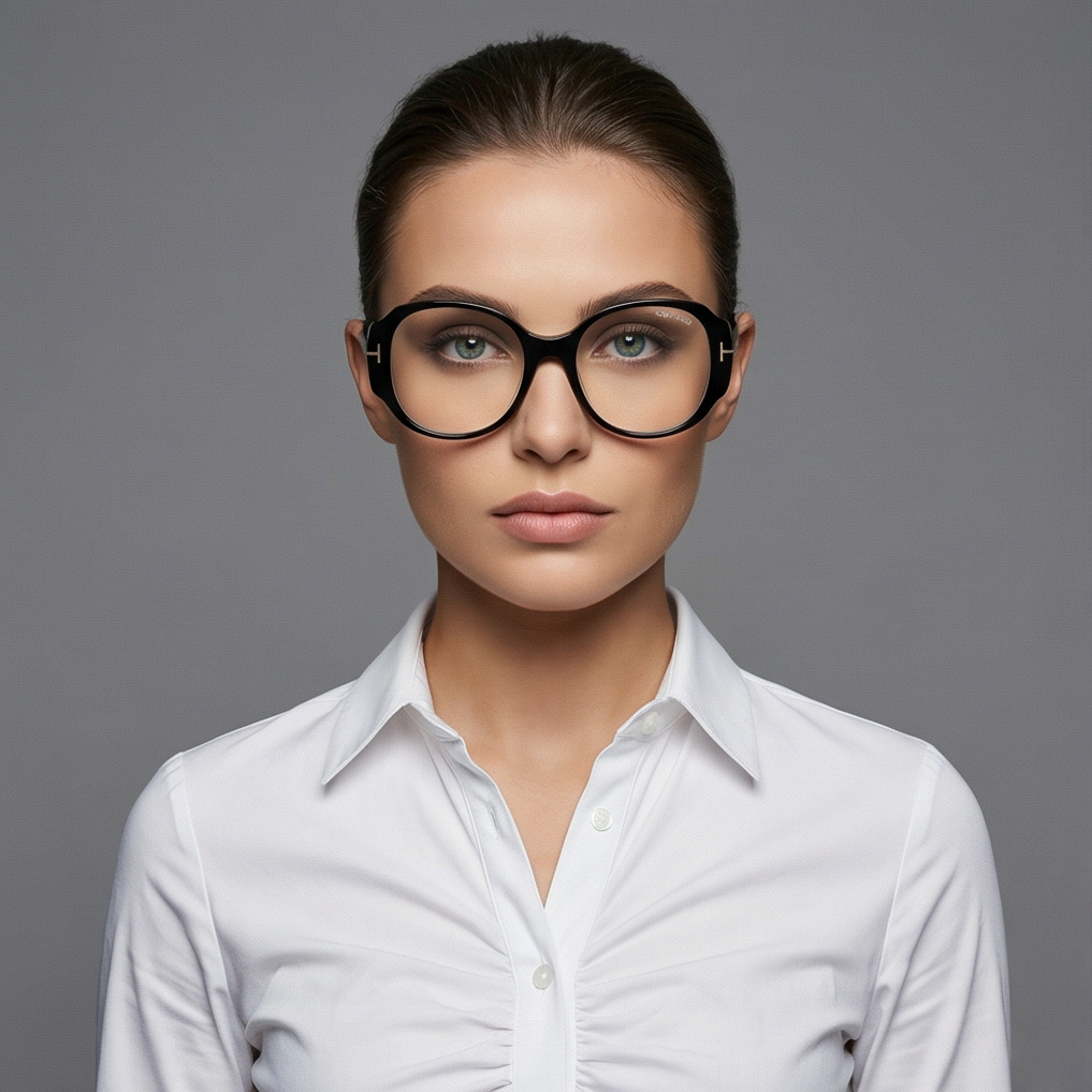 Tom Ford Eyeglasses Tom Ford Glasses Frames FT5620-B 001 53mm Women Black Round Full Rim Eyeglasses Eyewear designer