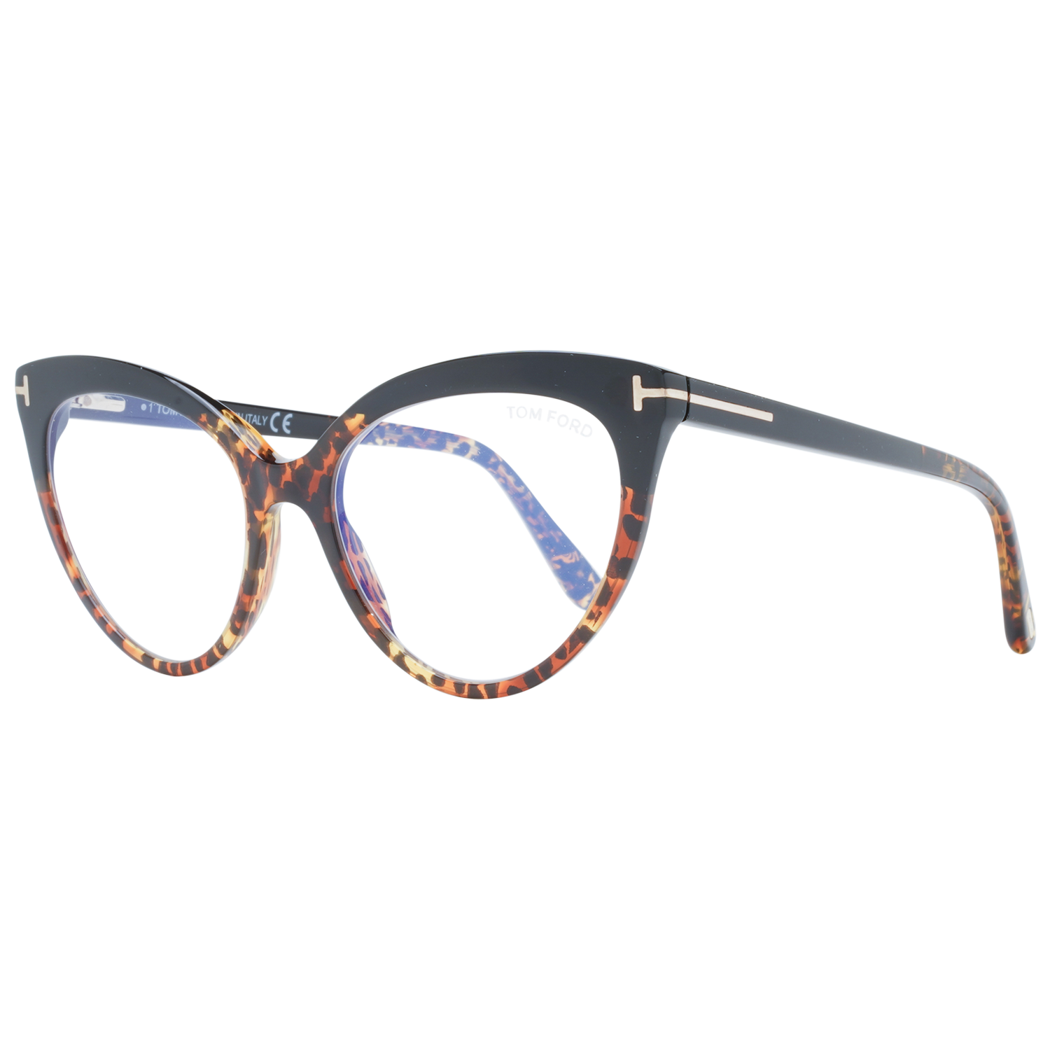 Tom Ford Eyeglasses Tom Ford Glasses Frames FT5674-B 005 54mm Blue Light Block - Women Black/Brown Cat Eye Full Rim Eyeglasses Eyewear UK USA Australia 