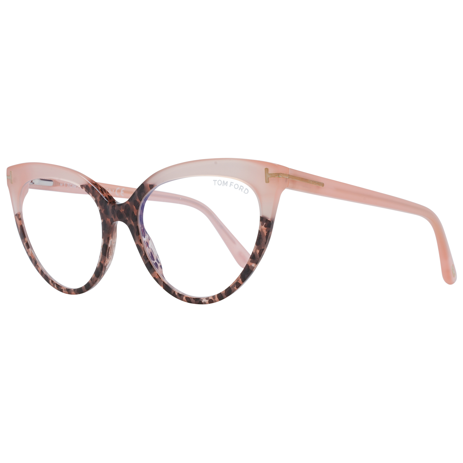 Tom Ford Eyeglasses Tom Ford Glasses Frames FT5674-B 055 54mm Blue Light Block - Women Rose/Brown Cat Eye Full Rim Eyeglasses Eyewear UK USA Australia 