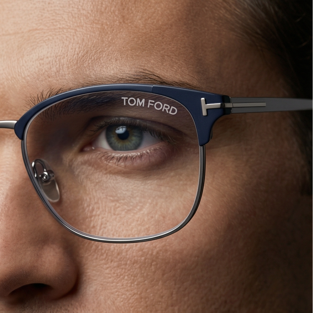 Tom Ford Eyeglasses Tom Ford Glasses Frames FT5750-B 091 52mm Men Blue Rectangular Eyeglasses Eyewear designer