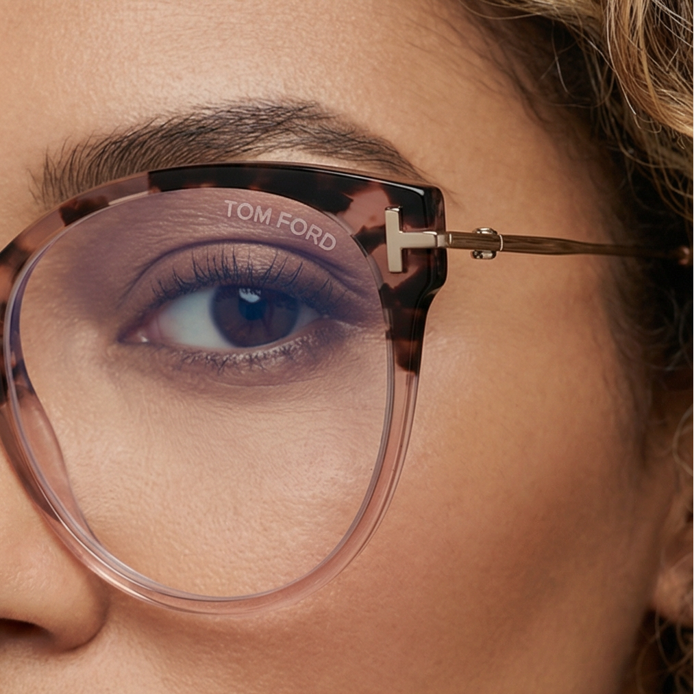 Tom Ford Eyeglasses Tom Ford Glasses Frames FT5770-B 055 54mm Women Brown Round Blue Light Blocker Eyeglasses Eyewear designer