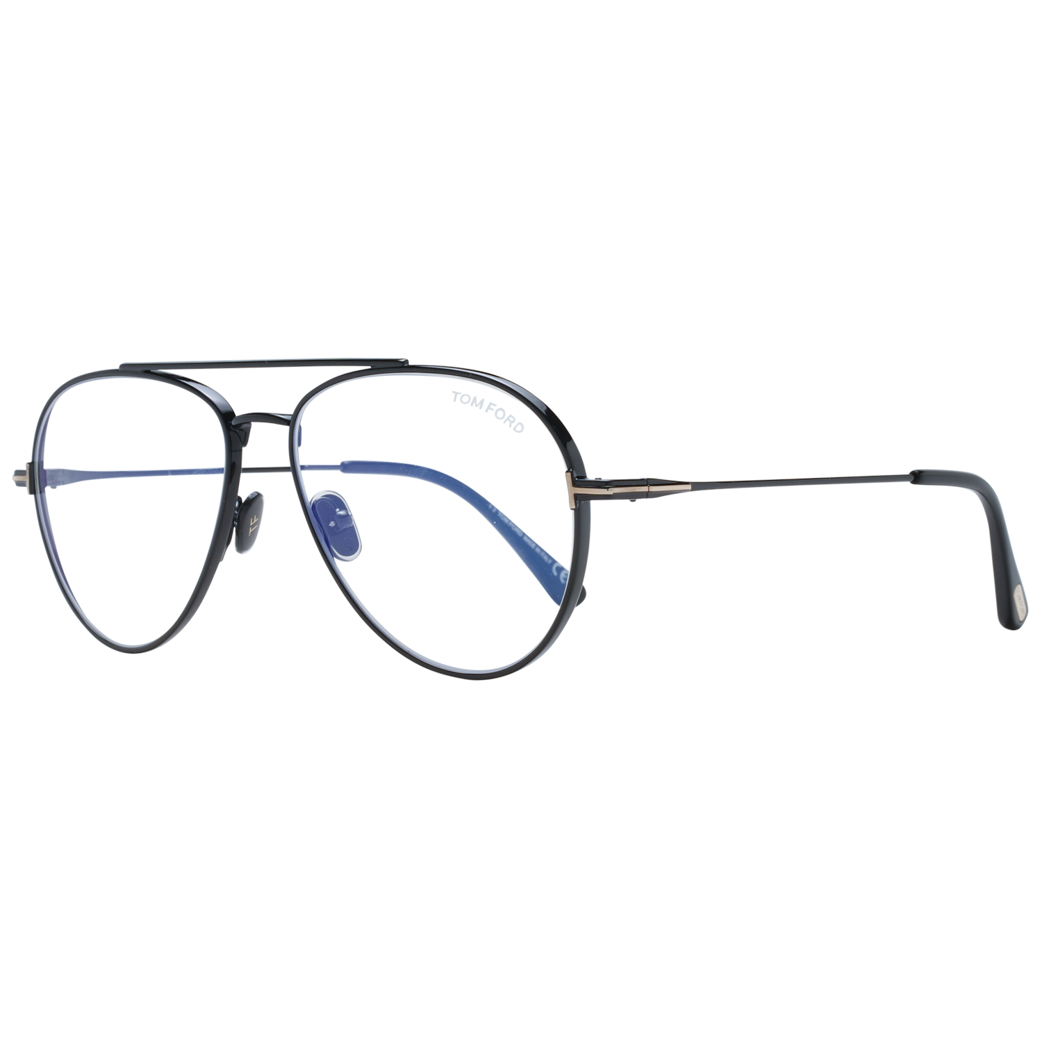 Tom Ford Eyeglasses Tom Ford Glasses Frames FT5800-B 001 56mm Blue Light Block - Unisex Black Pilot-Aviator Full Rim Eyeglasses Eyewear UK USA Australia 