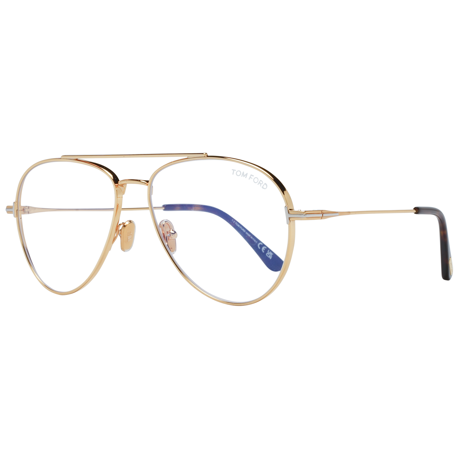 Tom Ford Eyeglasses Tom Ford Glasses Frames FT5800-B 030 56mm Blue Light Block - Unisex Gold Pilot-Aviator Full Rim Eyeglasses Eyewear UK USA Australia 