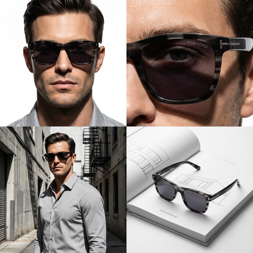 Tom Ford Sunglasses Tom Ford Sunglasses FT0595 20A Grey Rectangular Mirrored Full Rim Men 55mm Eyeglasses Eyewear designer