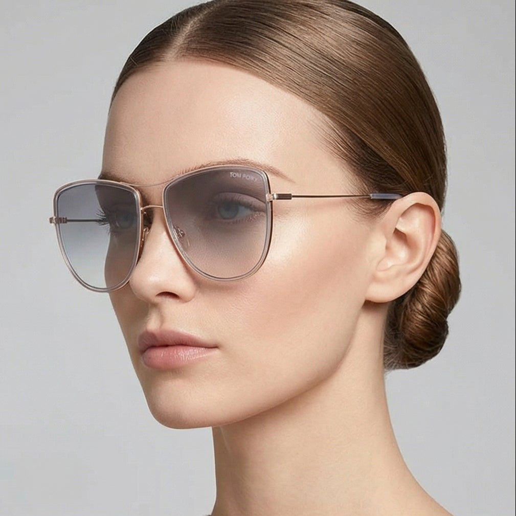 Tom Ford Sunglasses Tom Ford Sunglasses FT0759 28B Tina Rose Gold Square Grey Gradient Women 59mm Eyeglasses Eyewear designer