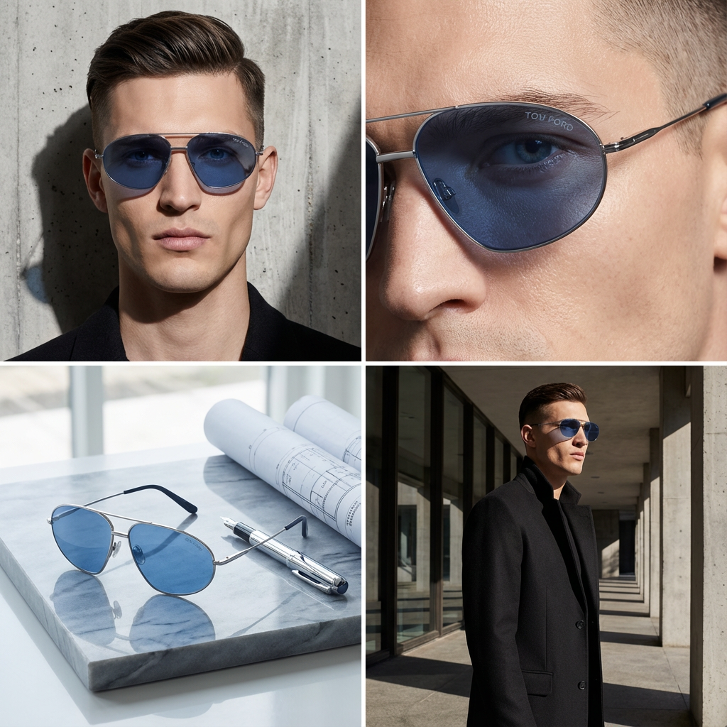 Tom Ford Sunglasses Tom Ford Sunglasses FT0771 08V 61mm Bradford Men Gunmetal Pilot-Aviator Eyeglasses Eyewear designer