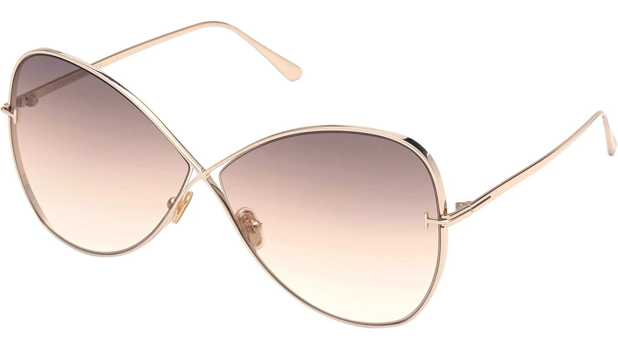 Tom Ford Sunglasses Tom Ford Sunglasses FT0842 28F 66mm Nickie - Women Rose Gold/Gradient Brown Butterfly Full Rim Eyeglasses Eyewear UK USA Australia 