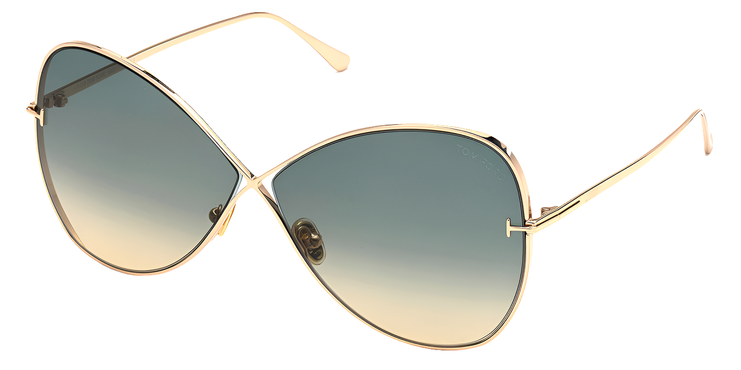 Tom Ford Sunglasses Tom Ford Sunglasses FT0842 28P 66mm Nickie - Women Shiny Rose Gold/Gradient Turquoise Eyeglasses Eyewear UK USA Australia 