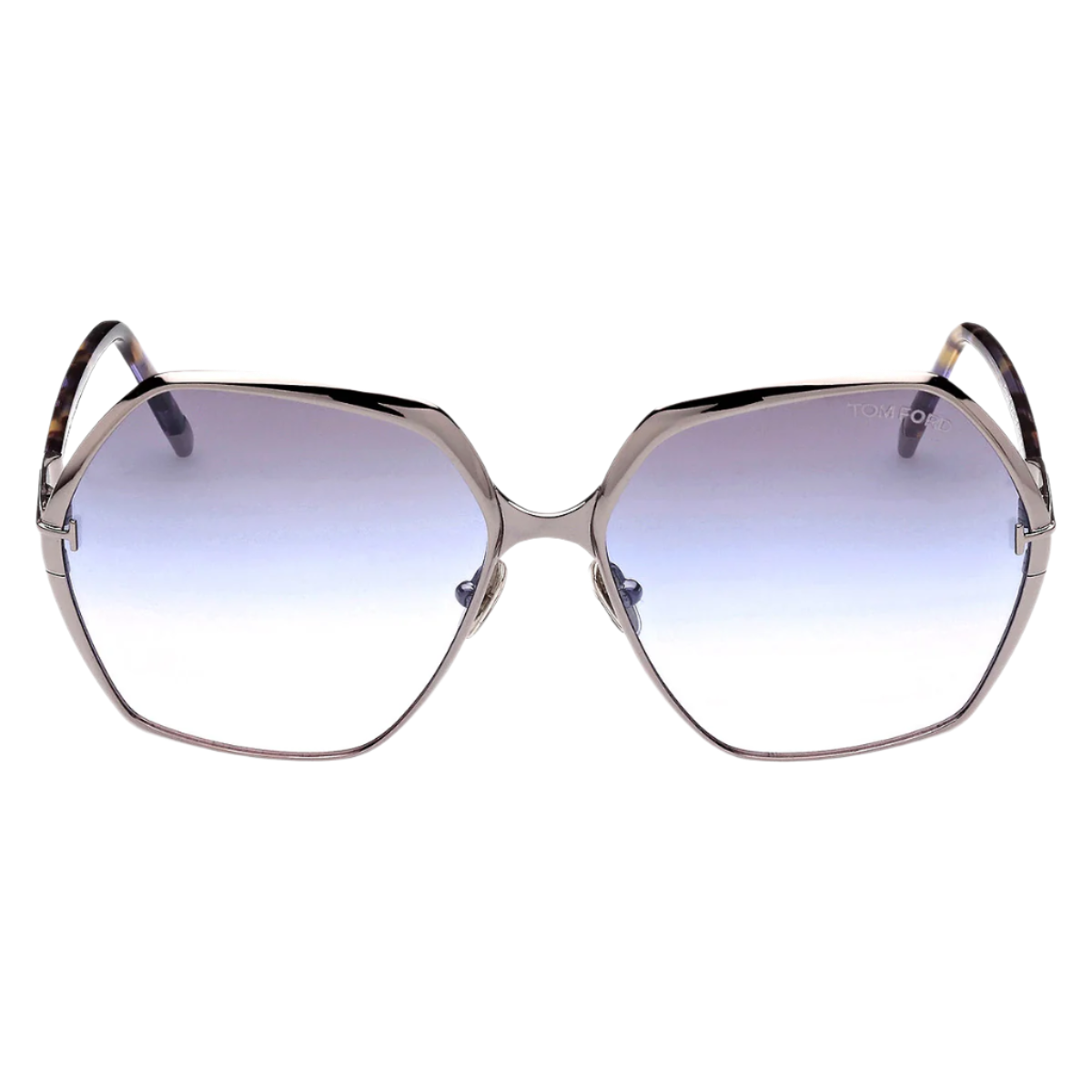 Tom Ford Sunglasses Tom Ford Sunglasses FT0912 14B 60mm Fonda-02 -Shiny Ruthenium/Violet Havana Geometric Eyeglasses Eyewear UK USA Australia 