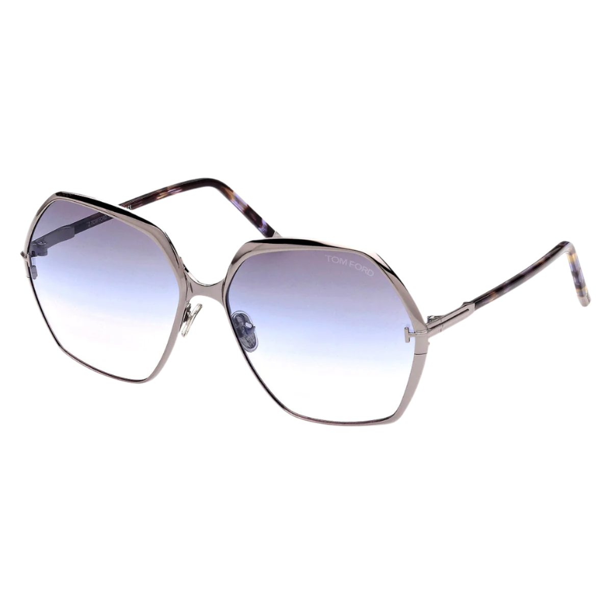 Tom Ford Sunglasses Tom Ford Sunglasses FT0912 14B 60mm Fonda-02 -Shiny Ruthenium/Violet Havana Geometric Eyeglasses Eyewear UK USA Australia 