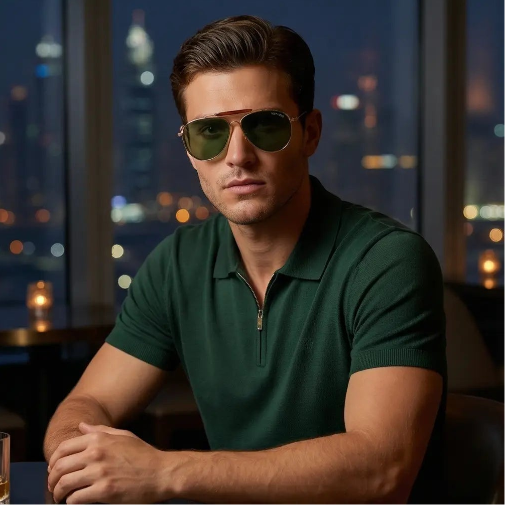 Tom Ford Sunglasses Tom Ford Sunglasses FT0995 30N Gold Pilot Aviator Green Lens 59mm Eyeglasses Eyewear designer