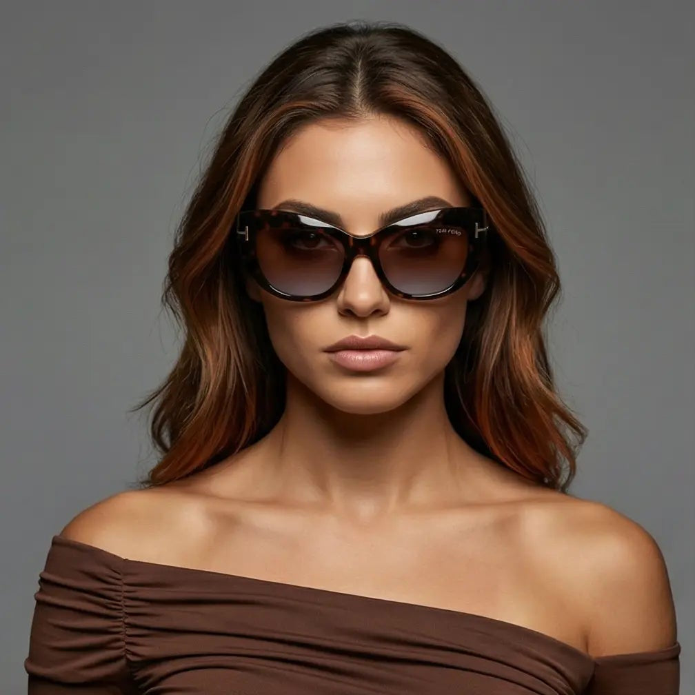 Tom Ford Sunglasses Tom Ford Sunglasses FT1065 52F Brown Tortoiseshell Polarized Gradient 55mm Eyeglasses Eyewear designer