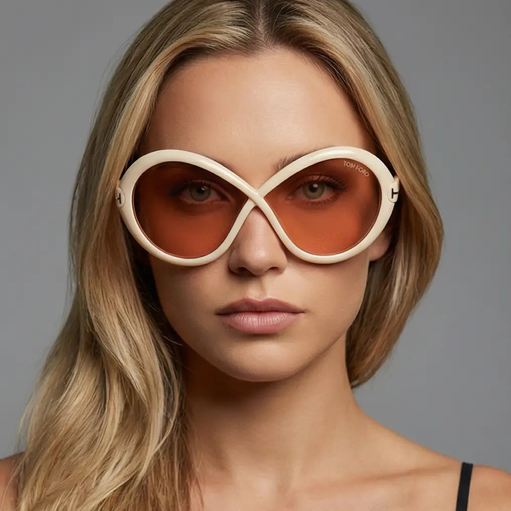 Tom Ford Sunglasses Tom Ford Sunglasses FT1070 25T Women Beige Oval Gradient Red 68mm Eyeglasses Eyewear designer