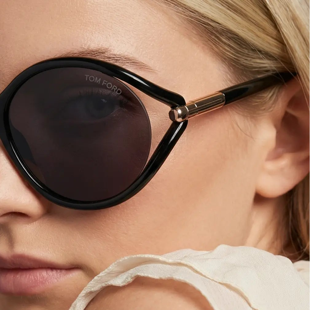 Tom Ford Sunglasses Tom Ford Sunglasses FT1090 01A Women Black Round Tinted Oversized 59mm Eyeglasses Eyewear designer