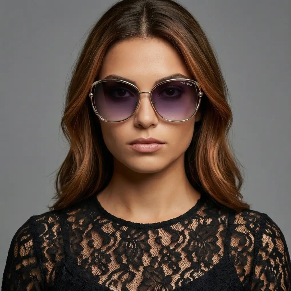 Tom Ford Sunglasses Tom Ford Sunglasses FT1091 28B Gold Oversized Square Gradient 62mm Eyeglasses Eyewear designer