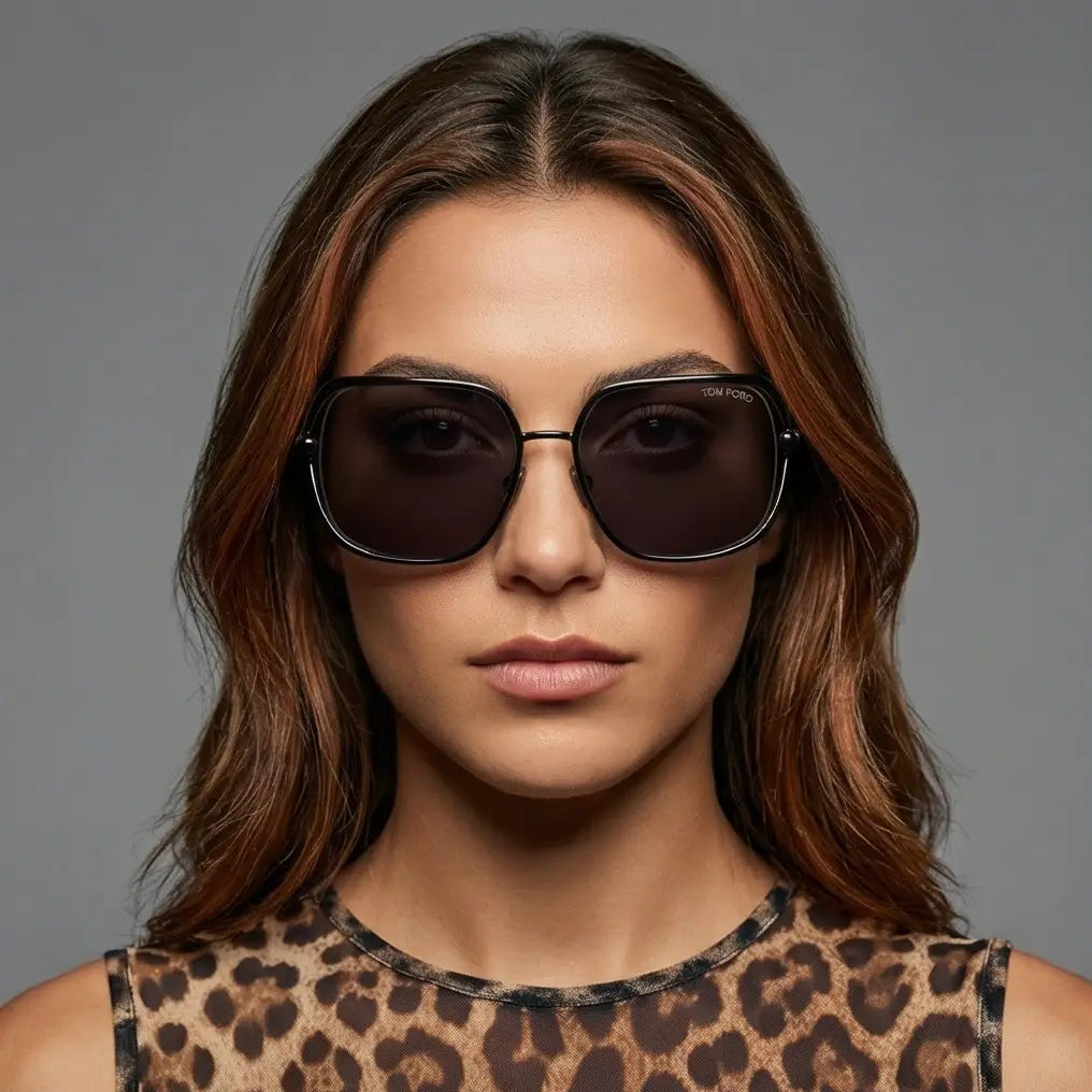 Tom Ford Sunglasses Tom Ford Sunglasses FT1092 01A Black Oversized Square Mirrored 60mm Eyeglasses Eyewear designer