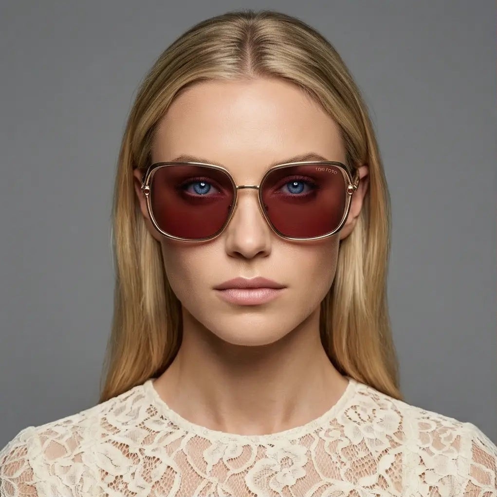 Tom Ford Sunglasses Tom Ford Sunglasses FT1092 28U Rose Gold Purple Butterfly Half Rim 60mm Women Eyeglasses Eyewear designer