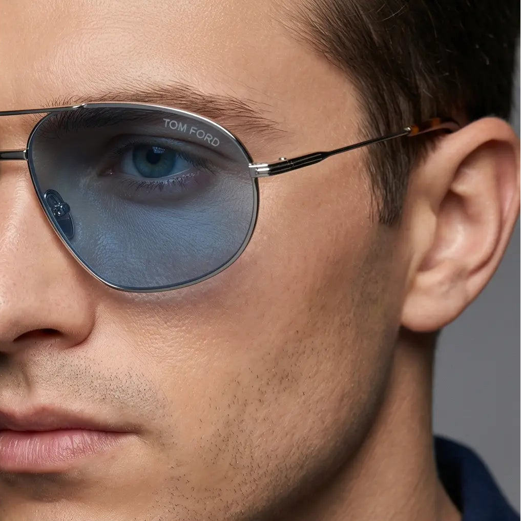 Tom Ford Sunglasses Tom Ford Sunglasses Men Grey Pilot-Aviator Blue Tinted FT0771 16V 61mm Bradford Eyeglasses Eyewear designer