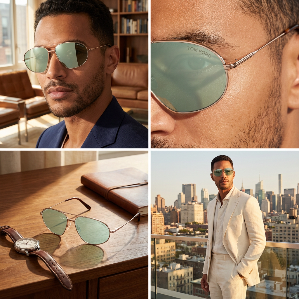 Tom Ford Sunglasses Tom Ford Sunglasses Rose Gold Pilot-Aviator Green Tinted Bradford FT0771 28N 61mm Eyeglasses Eyewear designer