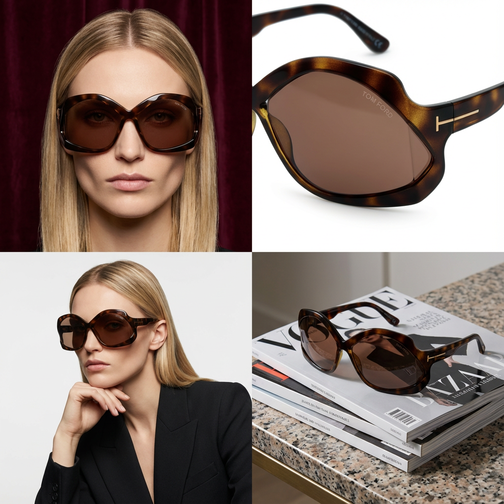 Tom Ford Sunglasses Tom Ford Sunglasses Women Brown Butterfly Oversized FT0903 52E 68mm Cheyenne Eyeglasses Eyewear designer