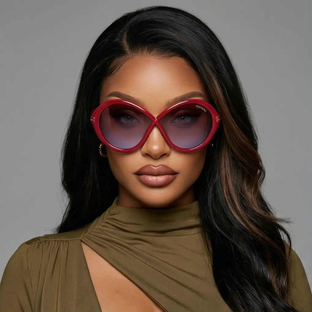 Tom Ford Sunglasses Tom Ford Sunglasses Women Purple Oval Mirrored Gradient FT1070 75Y 68mm Eyeglasses Eyewear designer