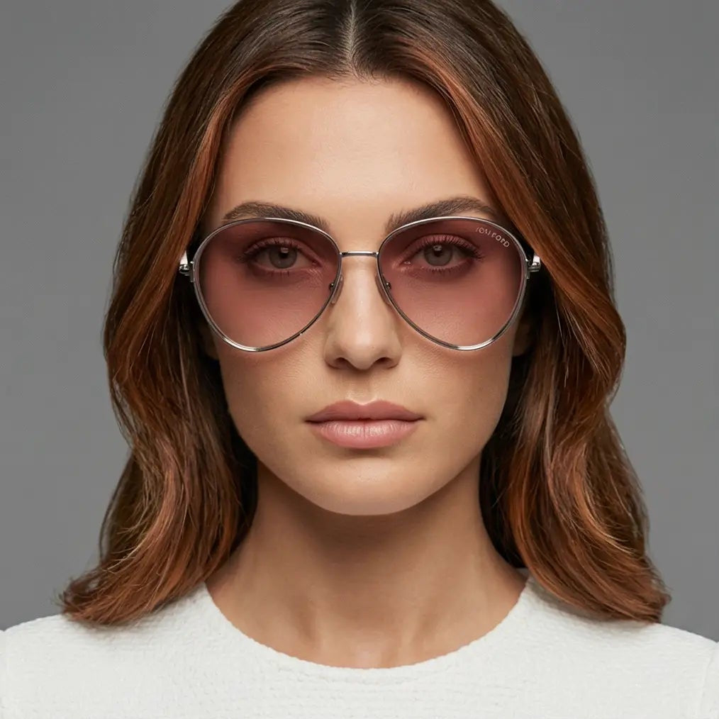 Tom Ford Sunglasses Tom Ford Sunglasses Women Silver Pilot-Aviator Brown Mirrored Gradient FT1028 16G 59mm Eyeglasses Eyewear designer