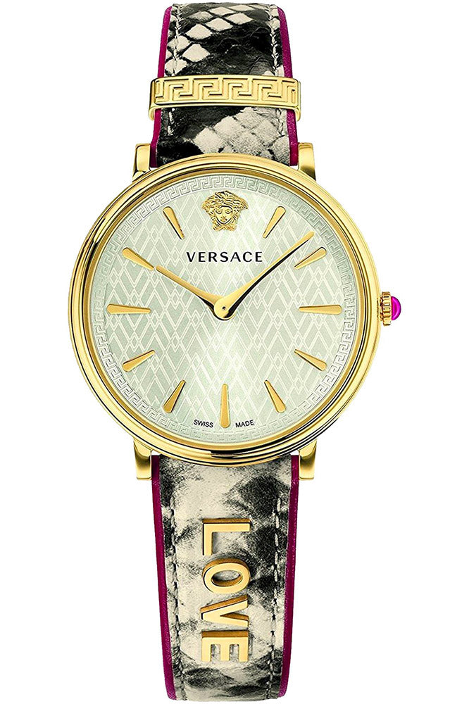 Versace Watches Versace Watch Women Yellow Gold Leather Strap Swiss Quartz VBP080017 Eyeglasses Eyewear UK USA Australia 