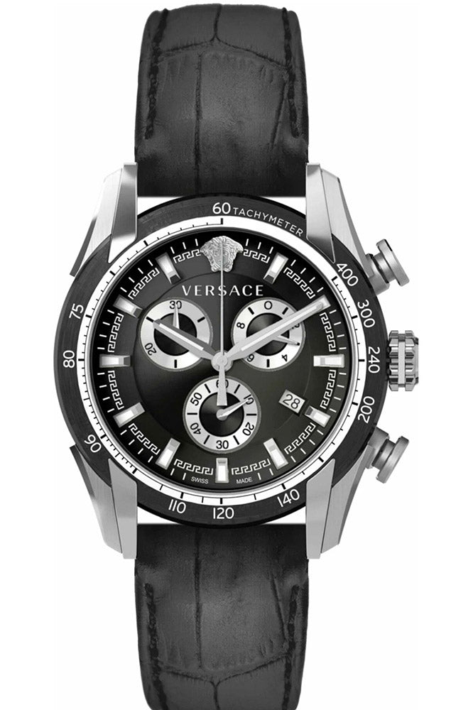 Versace Watches Versace Watch Men's Black Leather Chronograph Swiss Quartz VE2I00121 Eyeglasses Eyewear UK USA Australia 