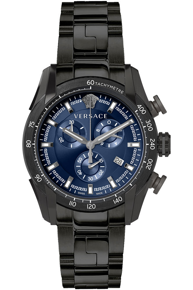 Versace Watches Versace Watch Men's Black Chronograph Stainless Steel Swiss Quartz VE2I00521 Eyeglasses Eyewear UK USA Australia 