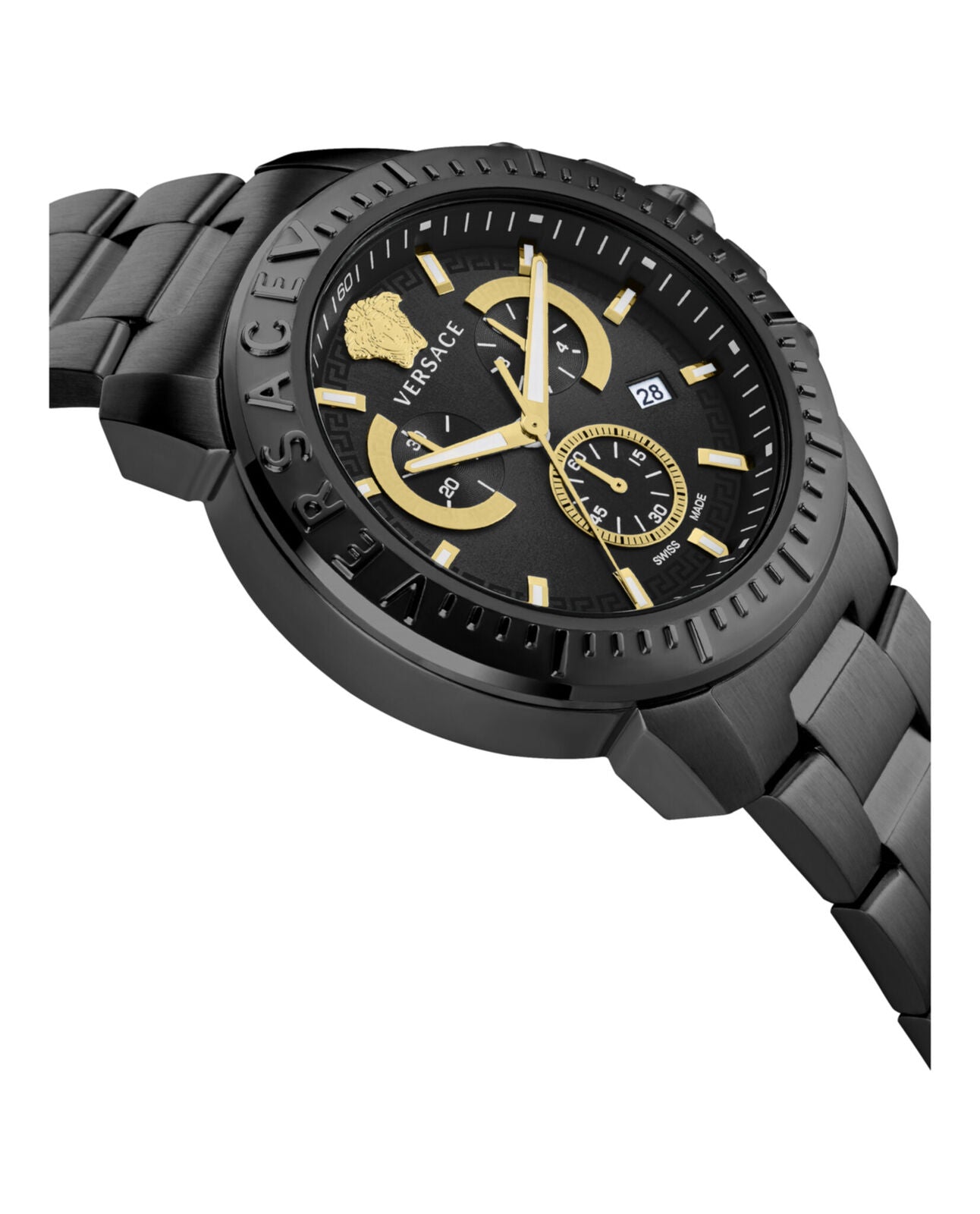 Versace designers Watches Versace Watch Men's Black Chronograph Stainless Steel Swiss Quartz VE2E00621