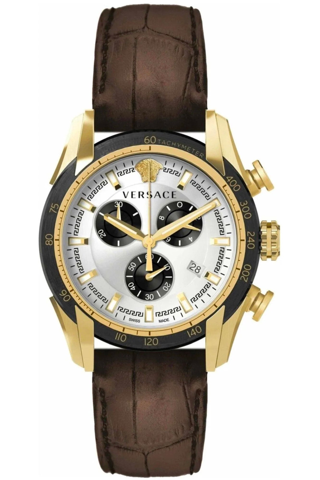 Versace Watches Versace Watch Men's Brown | Gold Chronograph Swiss Quartz VE2I00221 Eyeglasses Eyewear UK USA Australia 