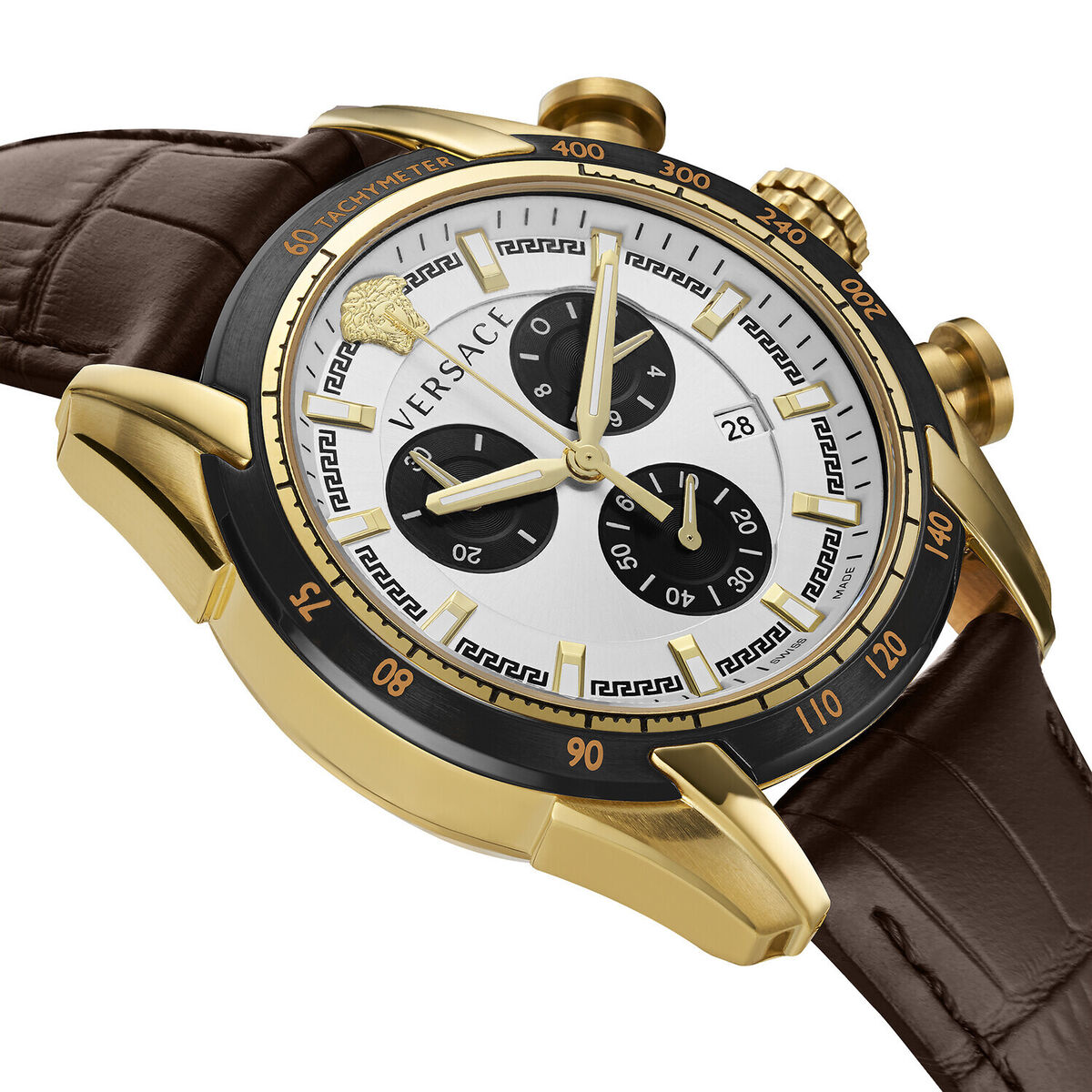 Versace designers Watches Versace Watch Men's Brown | Gold Chronograph Swiss Quartz VE2I00221
