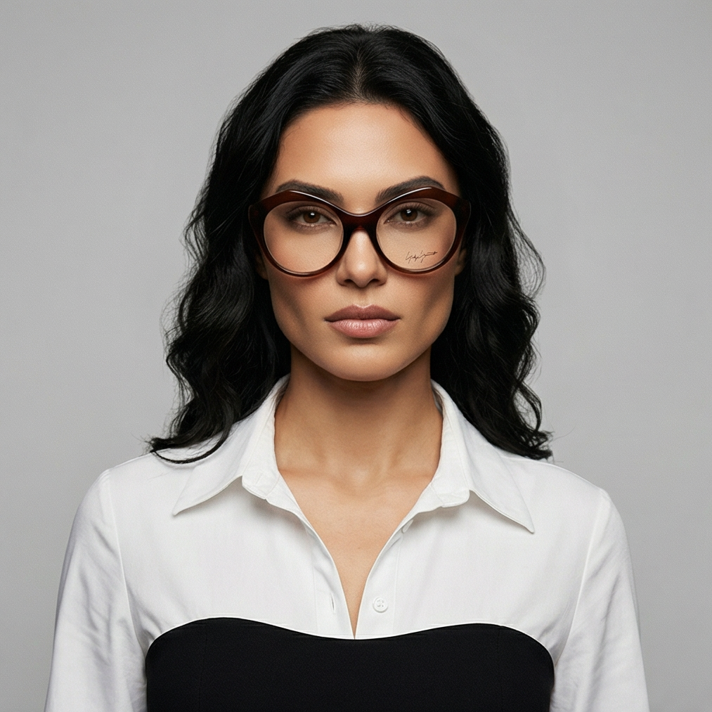 Yohji Yamamoto Eyeglasses Yohji Yamamoto Eyeglasses Brown Round Frames YY1004 118 51mm Eyeglasses Eyewear designer