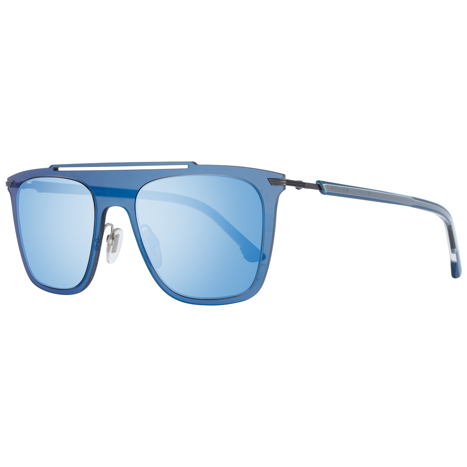 Police Sunglasses SPL581M 627B 52mm Men Blue Mirrored Rectangle
